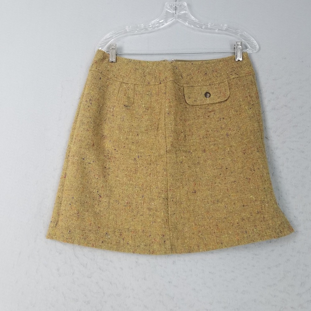Liz Claiborne Skirt Women 12 Yellow Liz Sport Wool Retro Tweed A-Line Mini Skirt